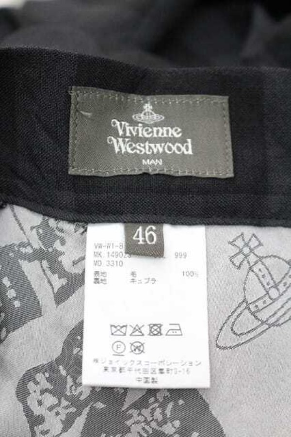 画像3: ヴィヴィアンウエストウッド MAN 中古 / "CUBIST CHECK" ガーデナートラウザーズ 46 黒チェック  I-26-04-22-002-pa-HD-ZI (3)