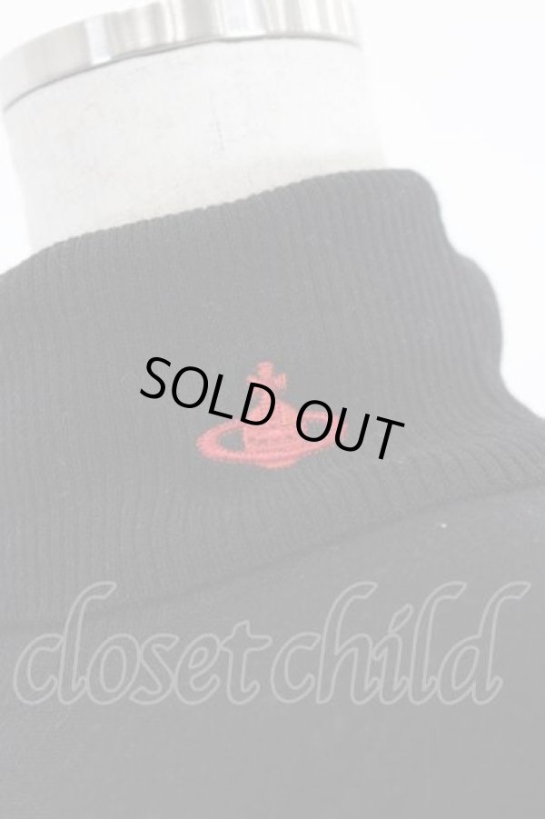画像3: ヴィヴィアンウエストウッド 中古 / 単色オーブ刺繍ハイネックニットトップス 3 黒Ｘ赤  I-26-05-20-022-to-HD-ZI (3)