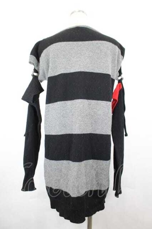 画像2: ANGLOMANIA 中古 / ボーダーニットトップス 38 黒ＸグレーＸ  I-26-05-20-026-to-HD-ZI (2)