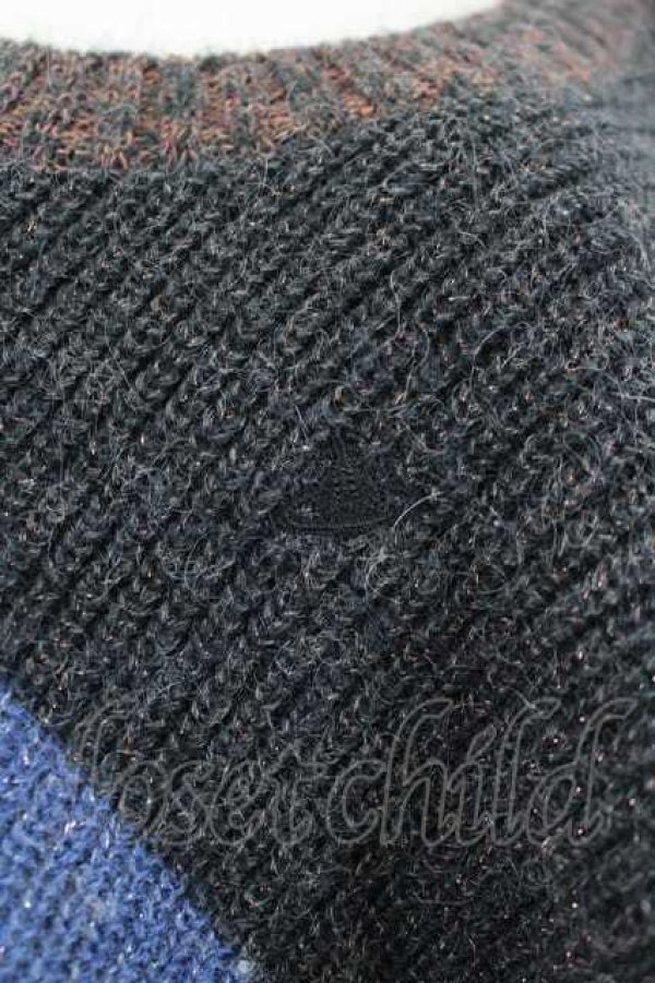 画像4: ヴィヴィアンウエストウッド 中古 / 切リ替エカラーニットトップス 2 黒Ｘ青Ｘアカ  I-26-05-20-029-to-HD-ZI (4)
