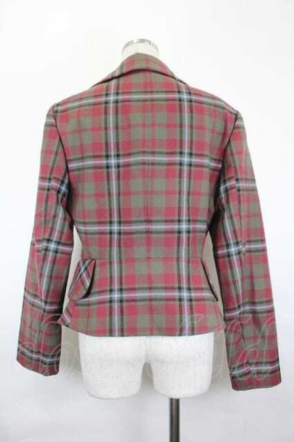 画像2: ヴィヴィアンウエストウッド 中古 / チェックラブジャケット 38 赤Ｘカーキチェック  I-26-05-20-033-jc-HD-ZI (2)