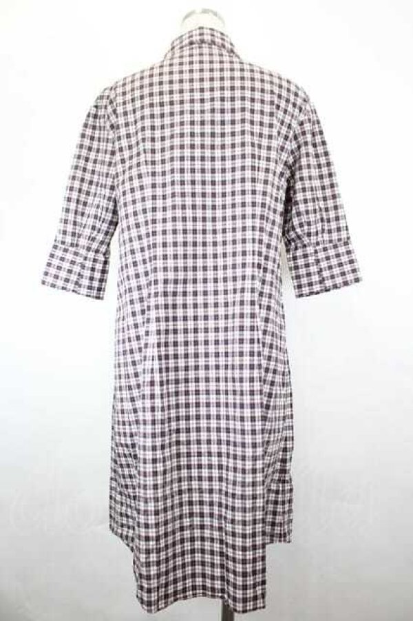 画像2: ヴィヴィアンウエストウッド 中古 / チェックフリル半袖シャツワンピース 2 グレーＸアカチェック  I-26-05-20-036-op-HD-ZI (2)