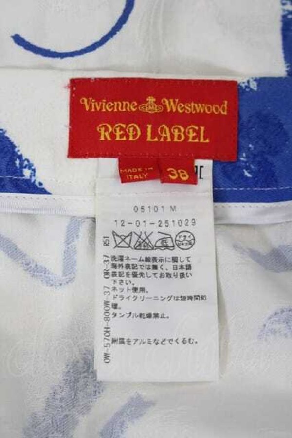 画像5: ヴィヴィアンウエストウッド 中古 / 総柄スカート 38 白Ｘ青  I-26-05-20-045-sk-HD-ZI (5)