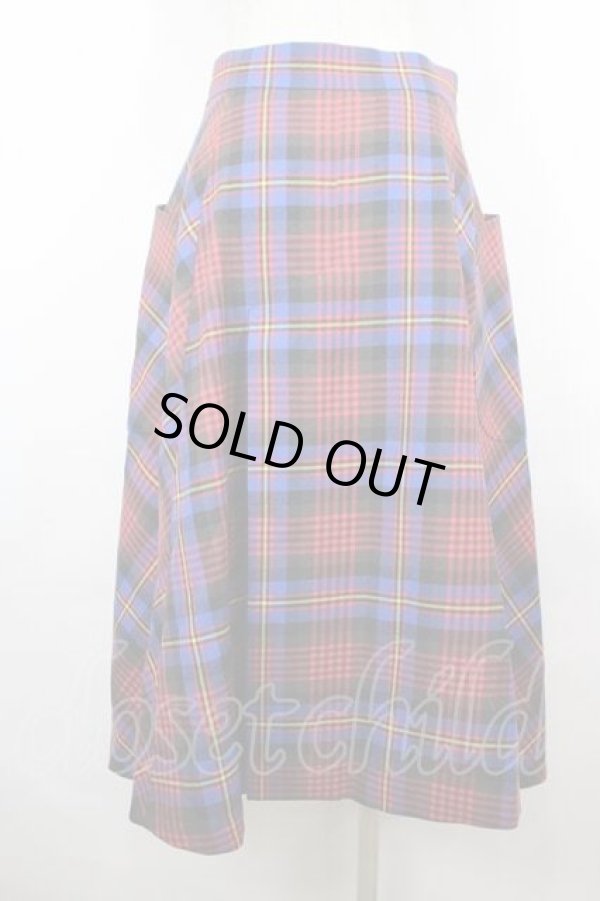 画像2: ヴィヴィアンウエストウッド 中古 / チェックライディングスカート 38 紺Ｘ赤チェック  I-26-05-20-050-sk-HD-ZI (2)