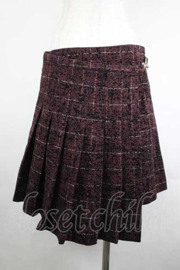 画像2: ANGLOMANIA 中古 / ツイードチェックスカート 38 ボルドー  I-26-05-20-051-sk-HD-ZI (2)