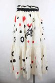 画像2: ヴィヴィアンウエストウッド 中古 / オーガニックコットンワッシャーCLOWN PRINTニューギャザースカート  アイボリーＸ黒Ｘ赤  I-26-05-20-054-sk-HD-ZI (2)