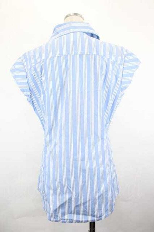 画像2: ヴィヴィアンウエストウッド 中古 / ストライプ半袖ブラウス 40 青Ｘ白  I-26-05-20-016-bl-HD-ZI (2)