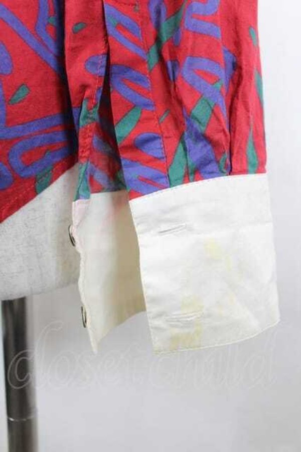 画像3: ANGLOMANIA 中古 / 総柄シャツ 40 アカＸ緑Ｘ白  I-26-05-20-017-bl-HD-ZI (3)