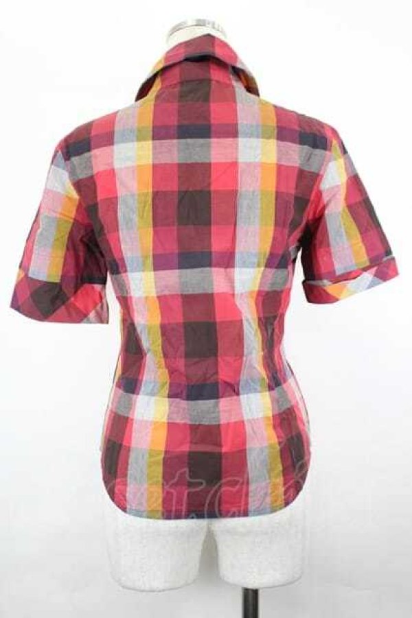 画像2: ヴィヴィアンウエストウッド 中古 / チェック半袖ブラウス 1 アカチェック  I-26-05-20-018-bl-HD-ZI (2)