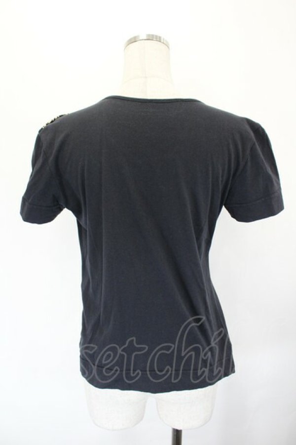 画像2: ANGLOMANIA 中古 / 額縁スカーフTシャツ M 黒Ｘゴールド  I-26-06-24-042-ts-HD-ZI (2)