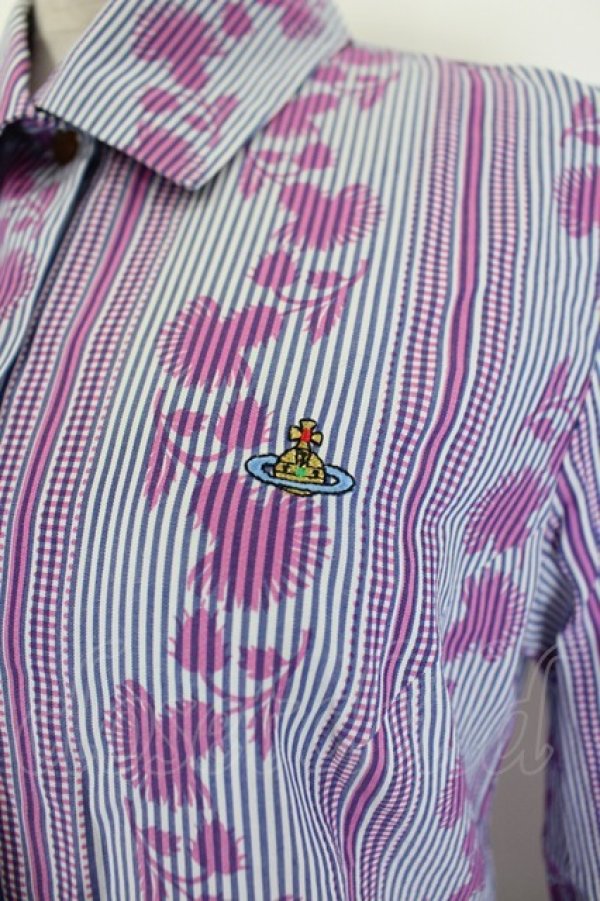 画像3: ヴィヴィアンウエストウッド 中古 / カラーオーブ刺繍シルエットストライプシャツ 38 紫  I-26-06-24-014-jc-HD-ZI (3)
