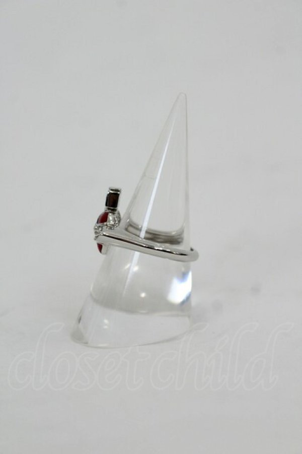 画像2: ヴィヴィアンウエストウッド 中古 / NEW DIAMANTE HEART RING XL シルバーＸ赤  I-26-07-22-035-ac-HD-ZI (2)