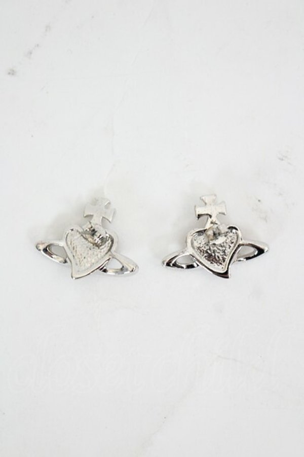 画像2: ヴィヴィアンウエストウッド 中古 / diamante heart stud pierce（ディアマンテハートスタッズピアス）  赤  I-26-07-22-041-ac-HD-ZI (2)