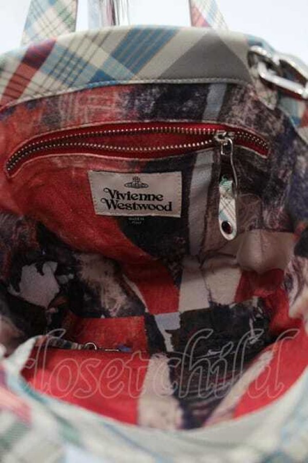 画像3: ヴィヴィアンウエストウッド 中古 / PFMURRAY SMALL TOTE BAG  サックスＸアイボリーＸ赤  I-26-08-19-021-ba-HD-ZI (3)