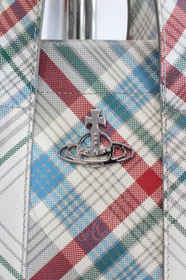 画像4: ヴィヴィアンウエストウッド 中古 / PFMURRAY SMALL TOTE BAG  サックスＸアイボリーＸ赤  I-26-08-19-021-ba-HD-ZI (4)