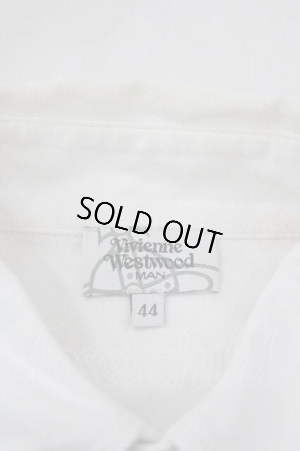 画像5: ヴィヴィアンウエストウッド MAN 中古 / オーブ刺繍半袖ポロシャツ 44 白  I-26-08-19-003-to-HD-ZI (5)