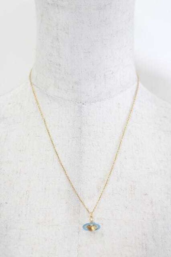 画像2: ヴィヴィアンウエストウッド 中古 / ヴィンテージプチオーブネックレス  青Ｘゴールド  I-26-08-19-037-nl-HD-ZI (2)