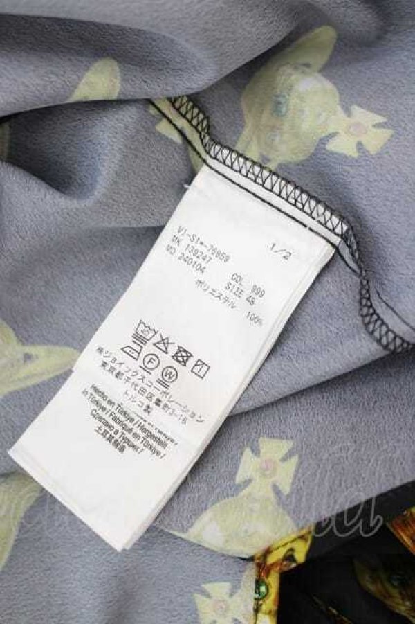 画像5: ヴィヴィアンウエストウッド 中古 / タイムマシンオーブ総柄半袖シャツ  黒Ｘゴールド  I-26-08-26-002-bl-HD-ZI (5)