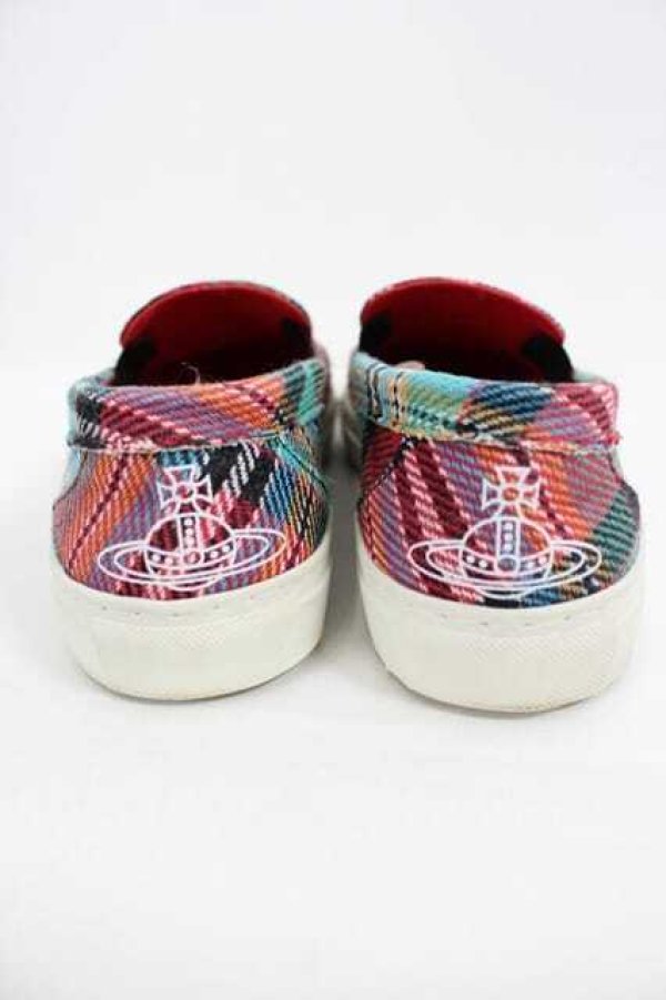 画像4: ヴィヴィアンウエストウッド 中古 / BINDING LOAFER 40 グリーンＸ赤チェック  I-26-08-26-031-sh-HD-ZI (4)