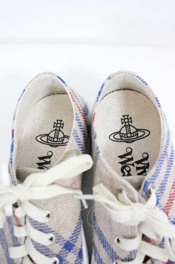 画像2: ヴィヴィアンウエストウッド 中古 / PLIMSOLL HIGH TOP スニーカー 39 アイボリーＸ白  I-26-08-26-034-sh-HD-ZI (2)