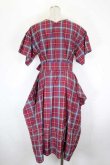 画像2: ヴィヴィアンウエストウッド 中古 / サマータータンチェックギャザー袖シャツドレス 00 赤Ｘ青チェック  I-26-09-16-022-op-HD-ZI (2)