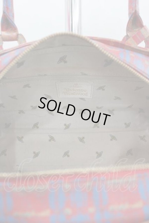 画像3: ヴィヴィアンウエストウッド 中古 / チェックハンドバッグ  赤Ｘ青チェック  I-26-09-16-033-ba-HD-ZI (3)