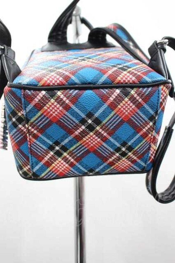 画像3: ANGLOMANIA 中古 / ナナメチェックリュック  青Ｘ赤Ｘ黒チェック  I-26-09-16-034-ba-HD-ZI (3)