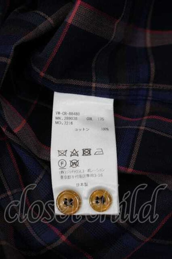 画像6: ヴィヴィアンウエストウッド MAN 中古 / オーブ刺繍チェック長袖ブラウス 44 紫Ｘ紺  I-26-09-16-004-bl-HD-ZI (6)