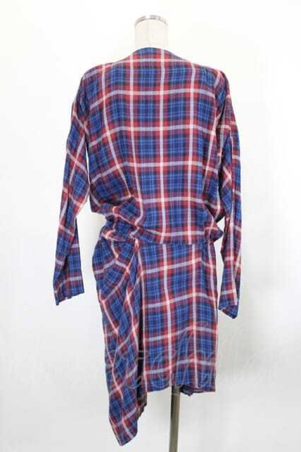 画像2: ヴィヴィアンウエストウッド 中古 / チェックシャツ風ワンピース  ボルドーＸ黒  I-26-09-30-022-op-HD-ZI (2)