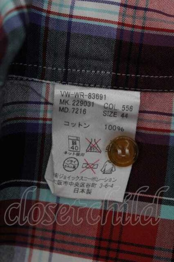 画像5: ヴィヴィアンウエストウッド MAN 中古 / オーブ刺繍タータンチェックシャツ 44 ピンクＸ黒チェック  I-26-09-30-003-bl-HD-ZI (5)