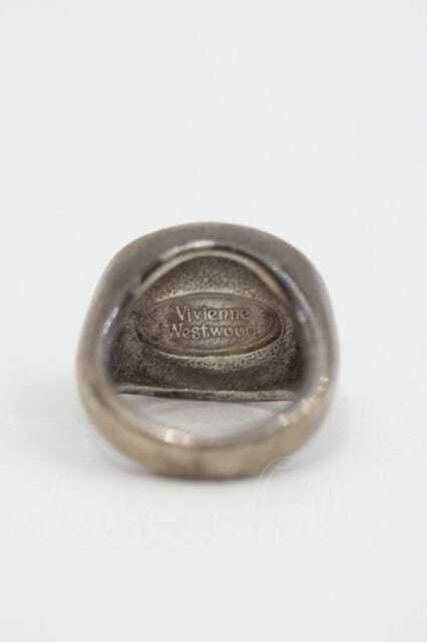 画像2: ヴィヴィアンウエストウッド 中古 / エナメルボタンリング XSサイズ 紺Ｘシルバー  I-26-09-30-032-rg-HD-ZI (2)