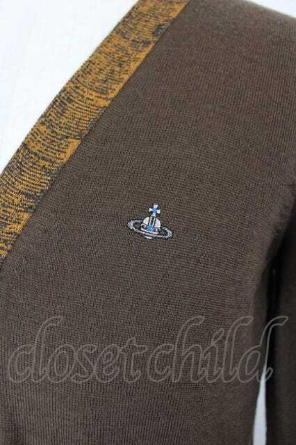 画像3: ヴィヴィアンウエストウッド MAN 中古 / オーブ刺繍縁デザインニットカーディガン 44 ブラウン  I-26-09-30-008-to-HD-ZI (3)