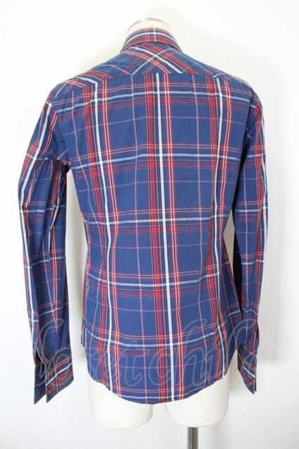 画像2: ヴィヴィアンウエストウッド MAN 中古 //オジークラークタータンシャツ 44 青Ｘ赤チェック  I-26-09-30-002-bl-HD-ZI (2)