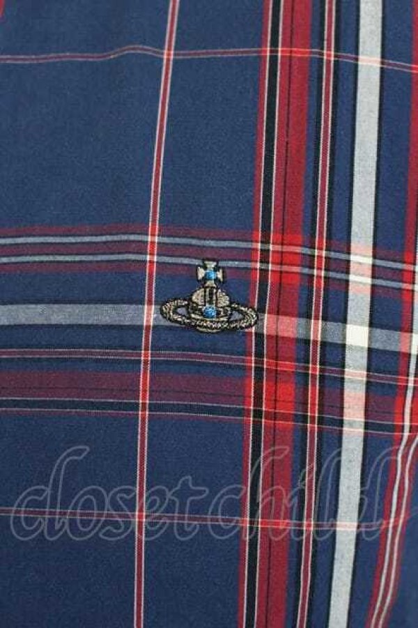 画像3: ヴィヴィアンウエストウッド MAN 中古 //オジークラークタータンシャツ 44 青Ｘ赤チェック  I-26-09-30-002-bl-HD-ZI (3)