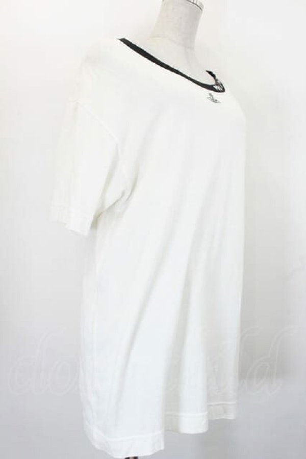 画像3: ヴィヴィアンウエストウッド MAN 中古 / オーブ刺繍半袖カットソー 46 アイボリーＸ黒  I-26-10-21-037-to-HD-ZI (3)