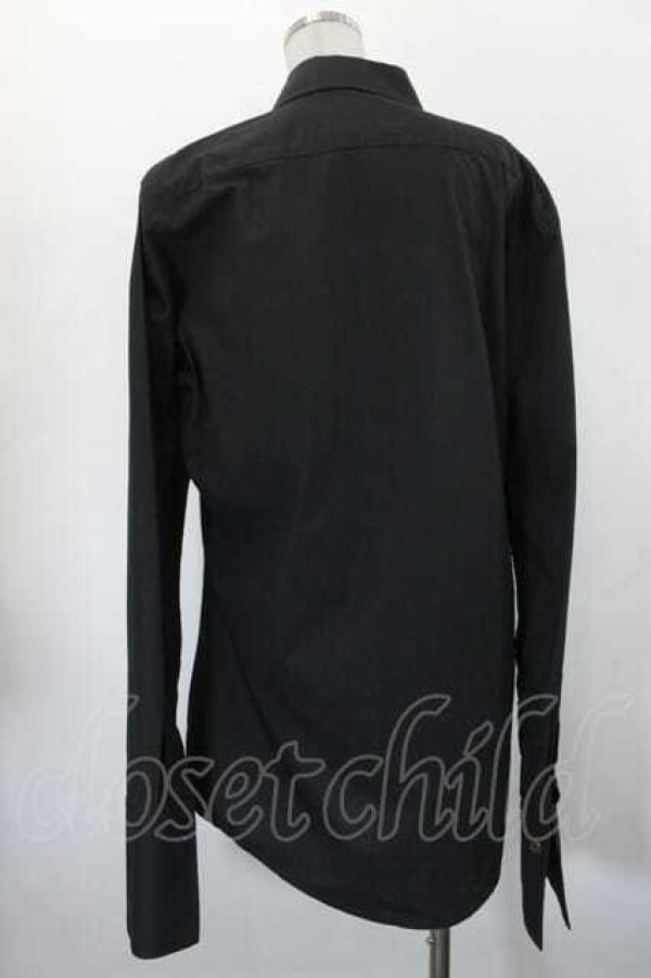 画像2: ヴィヴィアンウエストウッド MAN 中古 / 裾刺繍ロングシャツ III 黒  I-26-10-21-038-bl-HD-ZI (2)