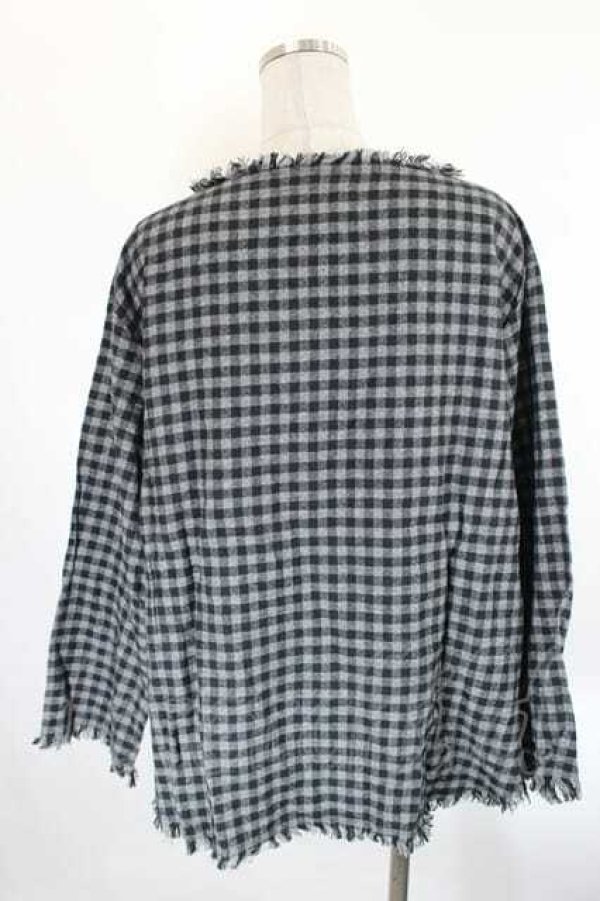画像2: ANGLOMANIA 中古 / コードタイチェックトップス 38 グレーチェック  I-26-10-21-008-to-HD-ZI (2)