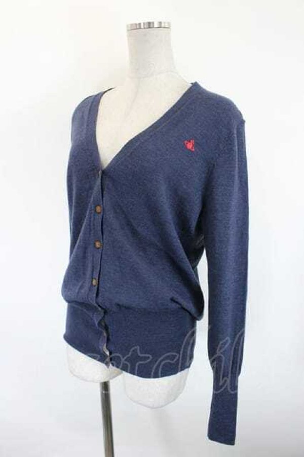 画像3: ヴィヴィアンウエストウッド 中古 / 単色オーブ刺繍ニットカーディガン 2 青Ｘ赤  I-26-10-21-013-to-HD-ZI (3)