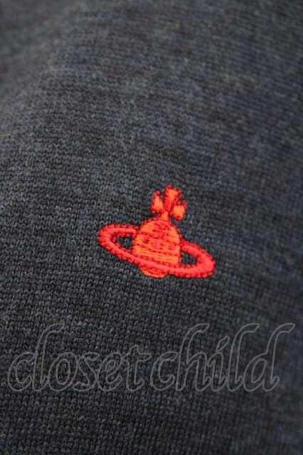 画像4: ヴィヴィアンウエストウッド 中古 / 単色オーブ刺繍ニットカーディガン 2 青Ｘ赤  I-26-10-21-013-to-HD-ZI (4)