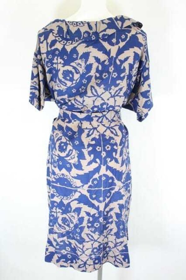 画像4: ヴィヴィアンウエストウッド 中古 / 総柄半袖ワンピース 2 ベージュＸネイビー  I-26-10-31-029-op-HD-ZI (4)