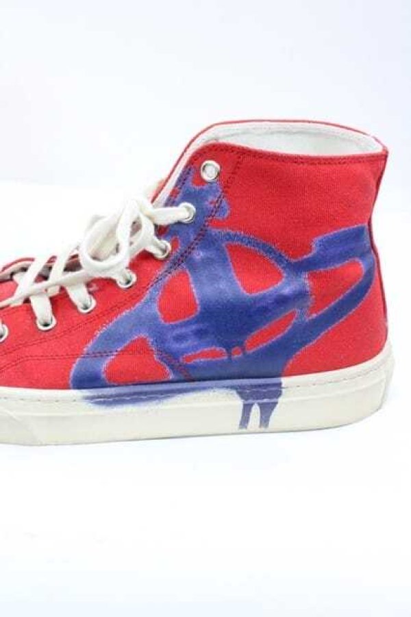 画像4: ヴィヴィアンウエストウッド MAN 中古 / PLIMSOLL HI TOPスニーカー 42 赤Ｘ青  I-26-10-31-001-sh-HD-ZI (4)