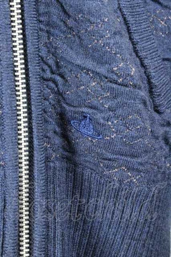 画像3: ヴィヴィアンウエストウッド 中古 / 刺繍ニットジャケット 2 ネイビー  I-26-10-31-010-jc-HD-ZI (3)