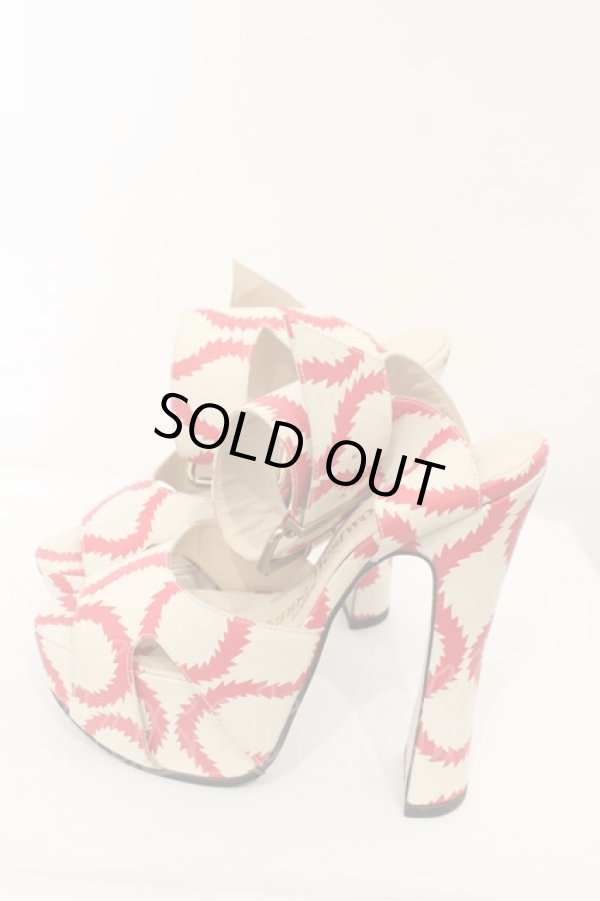 画像4: 【SALE】【10%OFF】ヴィヴィアンウエストウッド 中古 / スクイグルクランパーサンダル    EU4 クリーム レッド  O-23-11-12-026-sh-IG-OS (4)