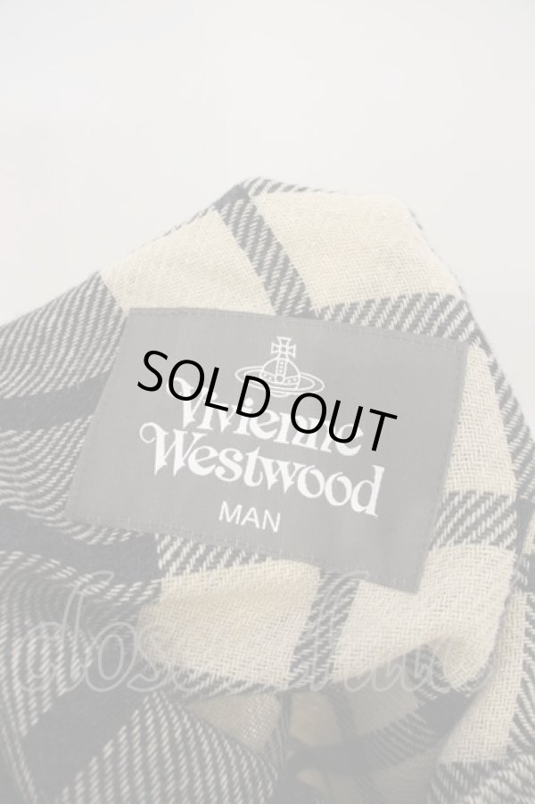 画像4: ヴィヴィアンウエストウッド MAN 中古 / ビッグチェックフリンジケープ   ベージュ  O-23-11-26-060-co-IG-OS (4)