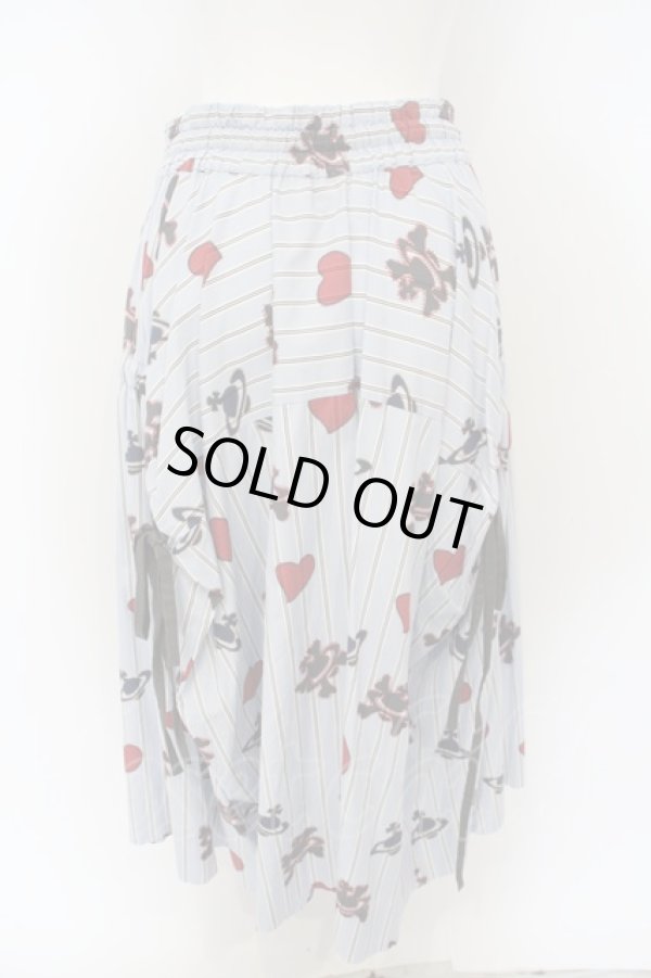 画像3: ヴィヴィアンウエストウッド 中古 /先染シャツHEART SKULL ORB PRINTレクタングルギャザースカート    00 ブルー系  O-23-11-26-097-sk-IG-OS (3)