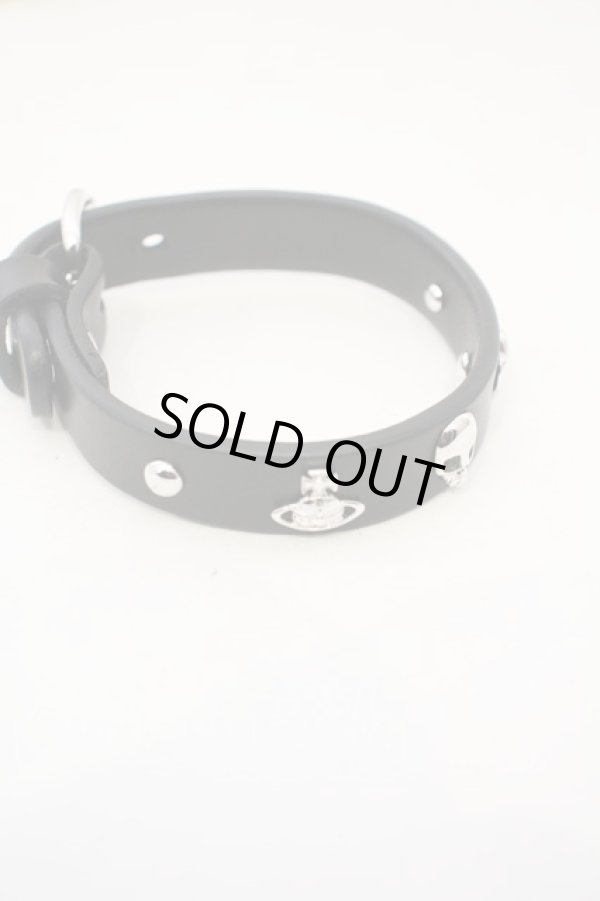 画像2: ヴィヴィアンウエストウッド MAN 中古 /  AARON LEATHER BRACELET   ブラック×シルバー  O-23-11-26-116-ac-IG-OS (2)