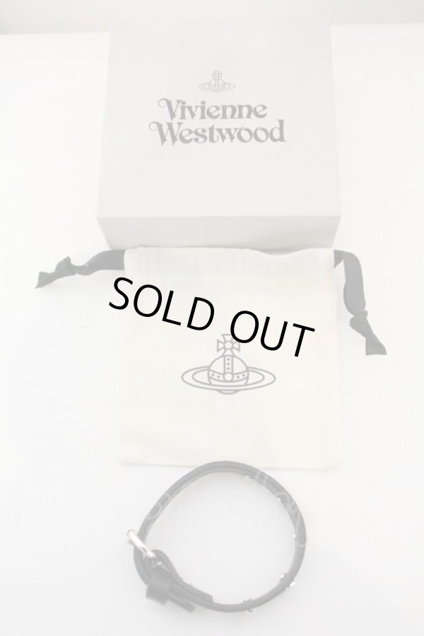 画像4: ヴィヴィアンウエストウッド MAN 中古 /  AARON LEATHER BRACELET   ブラック×シルバー  O-23-11-26-116-ac-IG-OS (4)