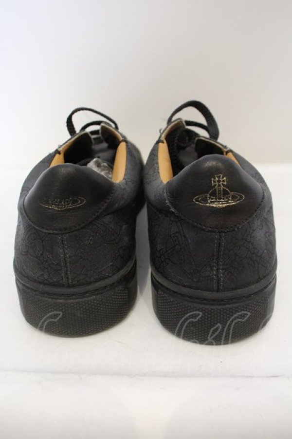 画像6: ヴィヴィアンウエストウッド 中古 / /レザー切リ替エキャンバススニーカー    - ブラック  O-23-12-31-014-to-YM-ZH (6)