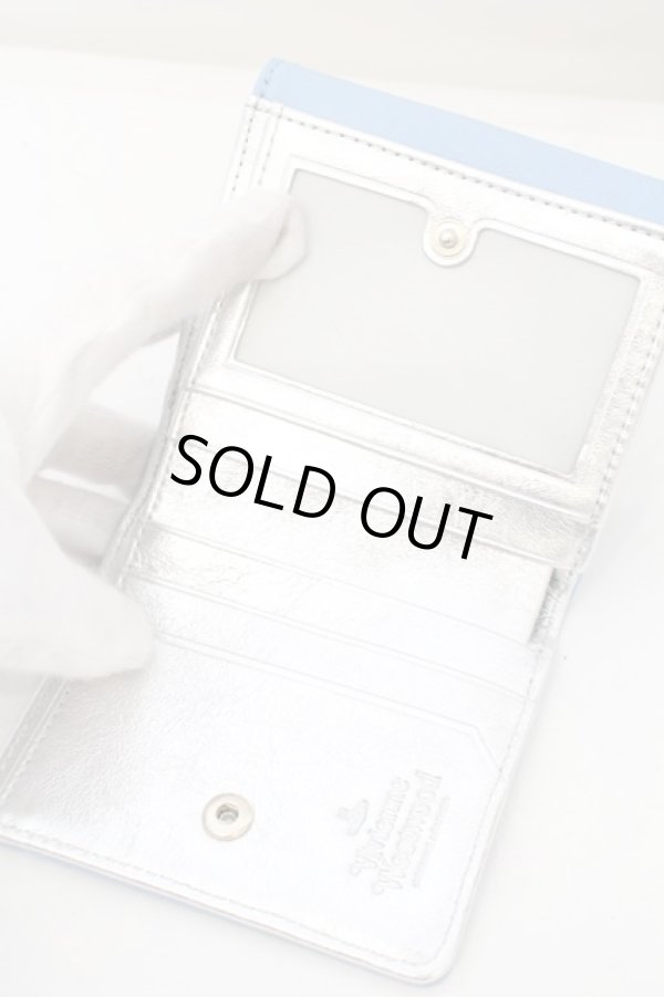 画像3: ヴィヴィアンウエストウッド 中古 / SAFFIANO フラップ付二ツ折リ財布   ライトブルー  O-24-01-07-030-wa-IG-OS (3)