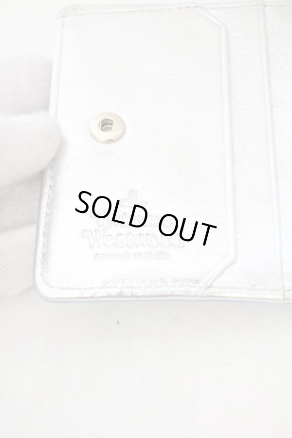 画像4: ヴィヴィアンウエストウッド 中古 / SAFFIANO フラップ付二ツ折リ財布   ライトブルー  O-24-01-07-030-wa-IG-OS (4)